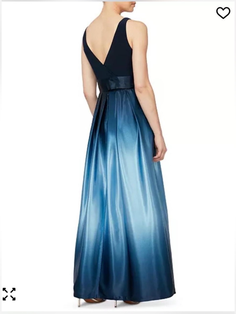 SL Fashions Navy to Sky Blue Ombre Satin Maxi Dress - Picture 2 of 12
